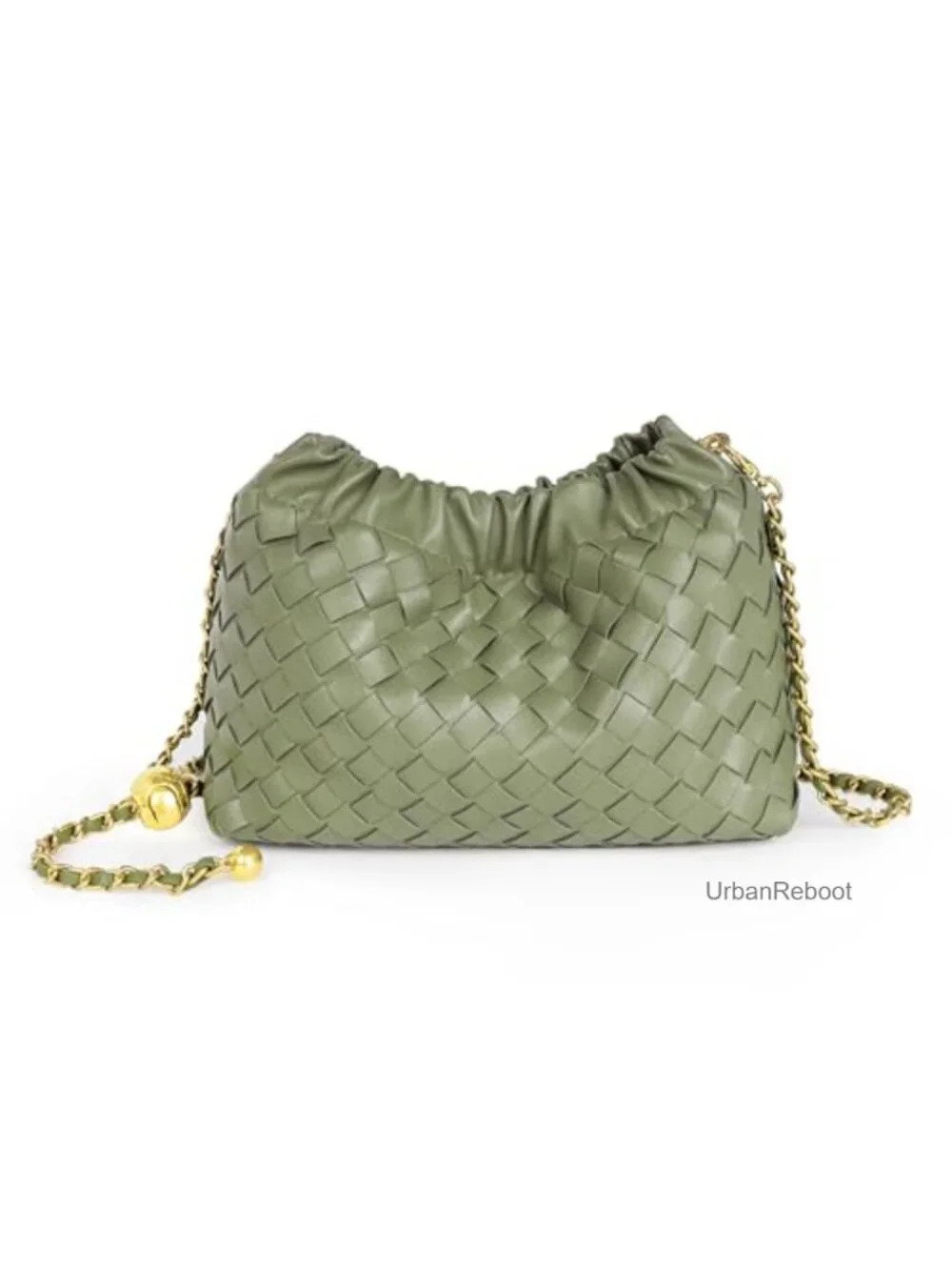 Woven Faux Leather Dumpling Crossbody Bag Ruched Evening Clutch